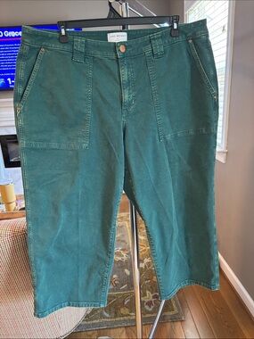 Lane Bryant Deep Green Denim Crop Pants 22 SHORT